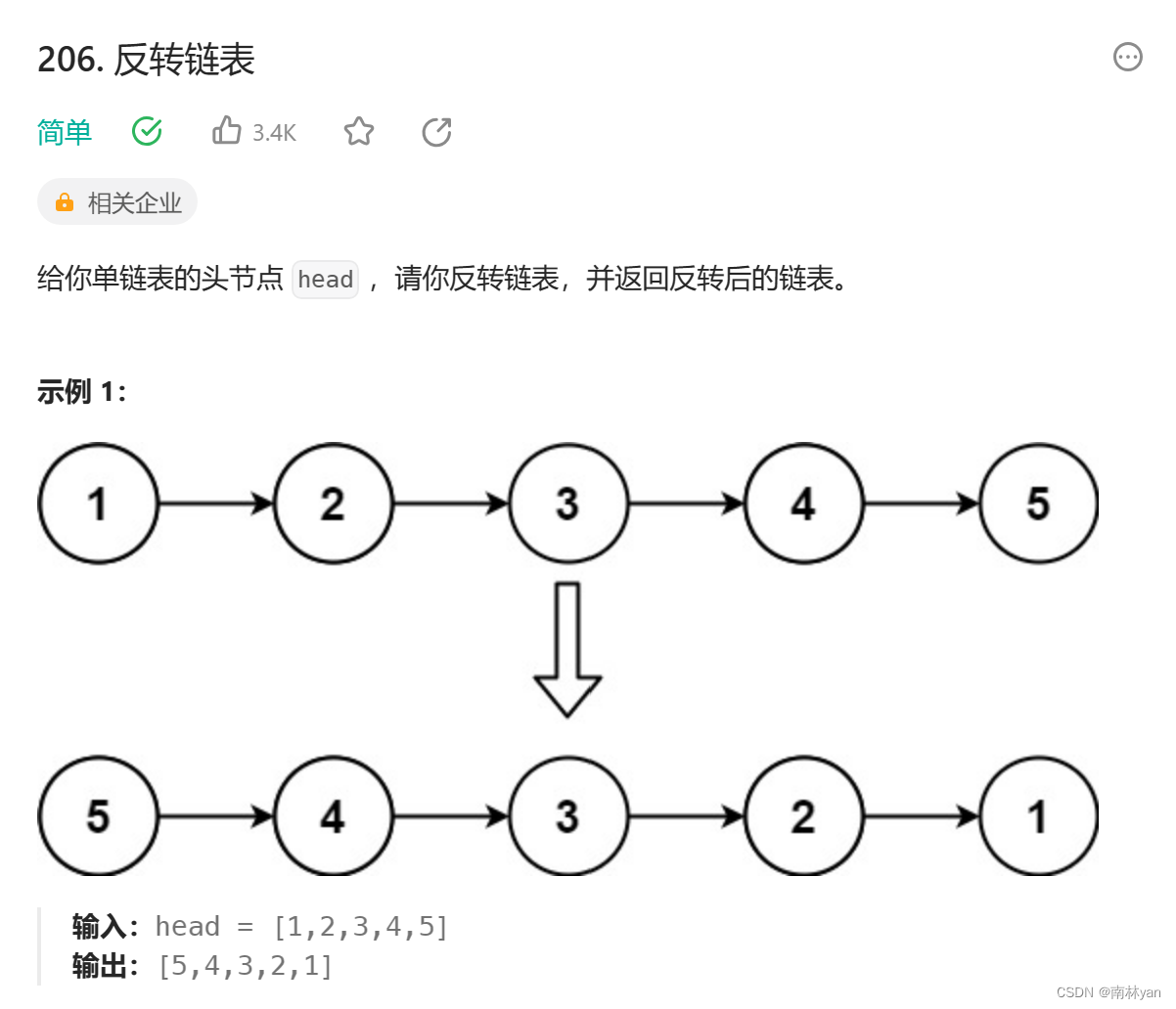 leetcode：206. 反转链表