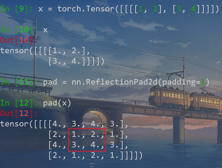 Pytorch nn.ReflectionPad2d(镜像填充)-CSDN博客