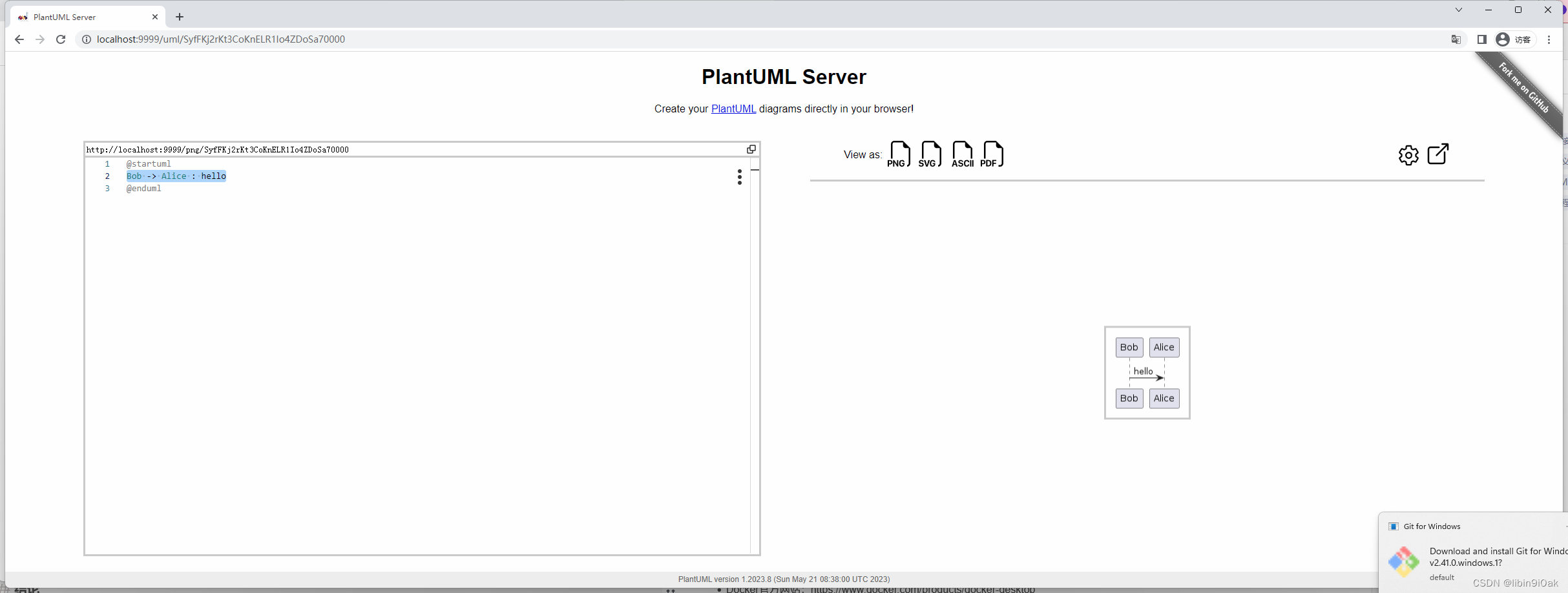 在本地Windows 11 系统的桌面版Docker上搭建PlantUML