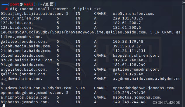 dig批量域名逆向查询ip