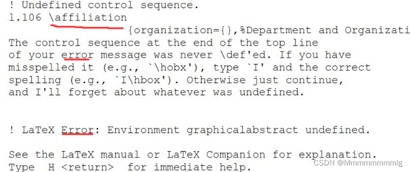 Elsevier模板Latex中编译时出现“! Undefined Control Sequence.”_Mmmmmmmmlg的博客-Csdn博客
