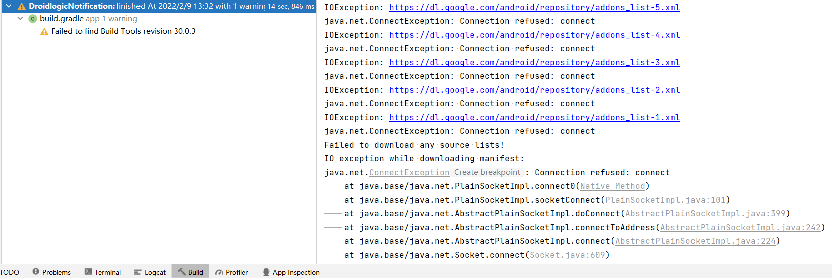 android studio Failed to find Build Tools revision 30.0.3_failed to
