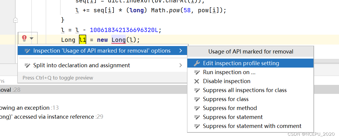 点击Edit inspection profile setting