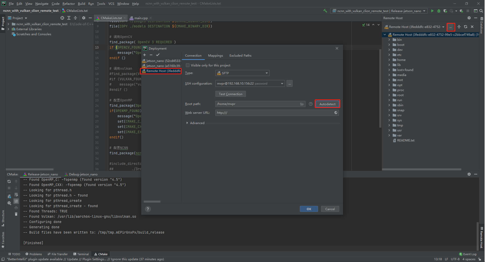 CLION remote Jetson Nano deployment debug NCNN - Programmer Sought