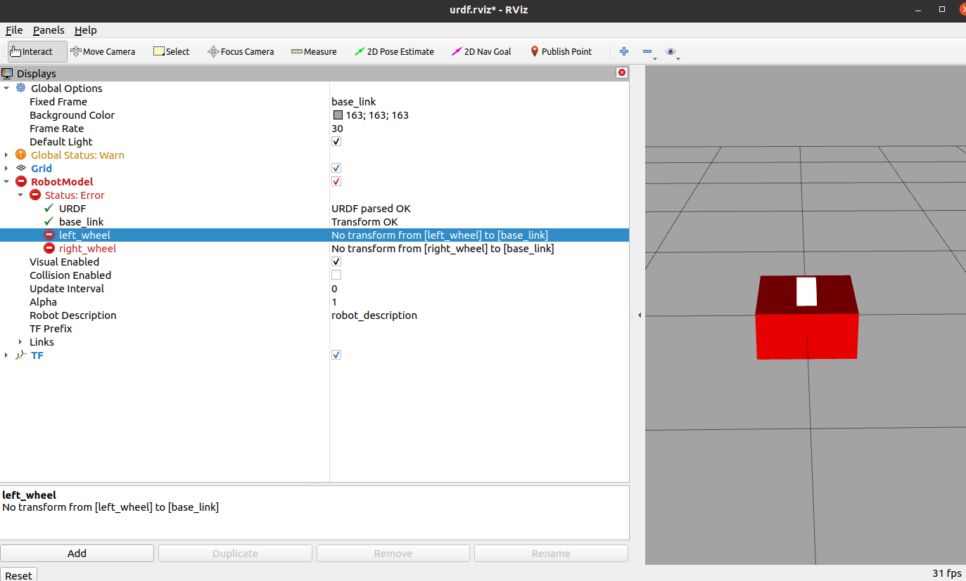 ROS Robotics By Example No transform from [left_wheel] to [base_link]