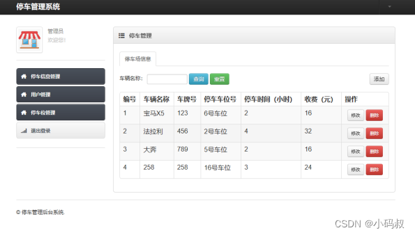 基于JSP+Servlet+Mysql停车场管理系统(含实训报告)