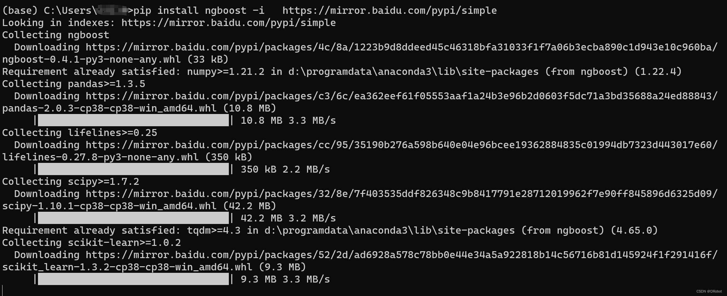 【错误解决方案】ModuleNotFoundError: No module named ‘ngboost‘