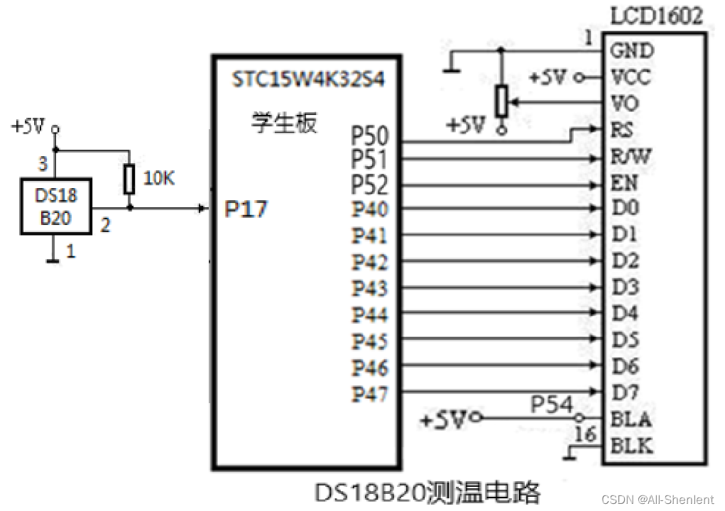 STC15w4k32s 数字温度传感器 DS18B20 +Lcd1602