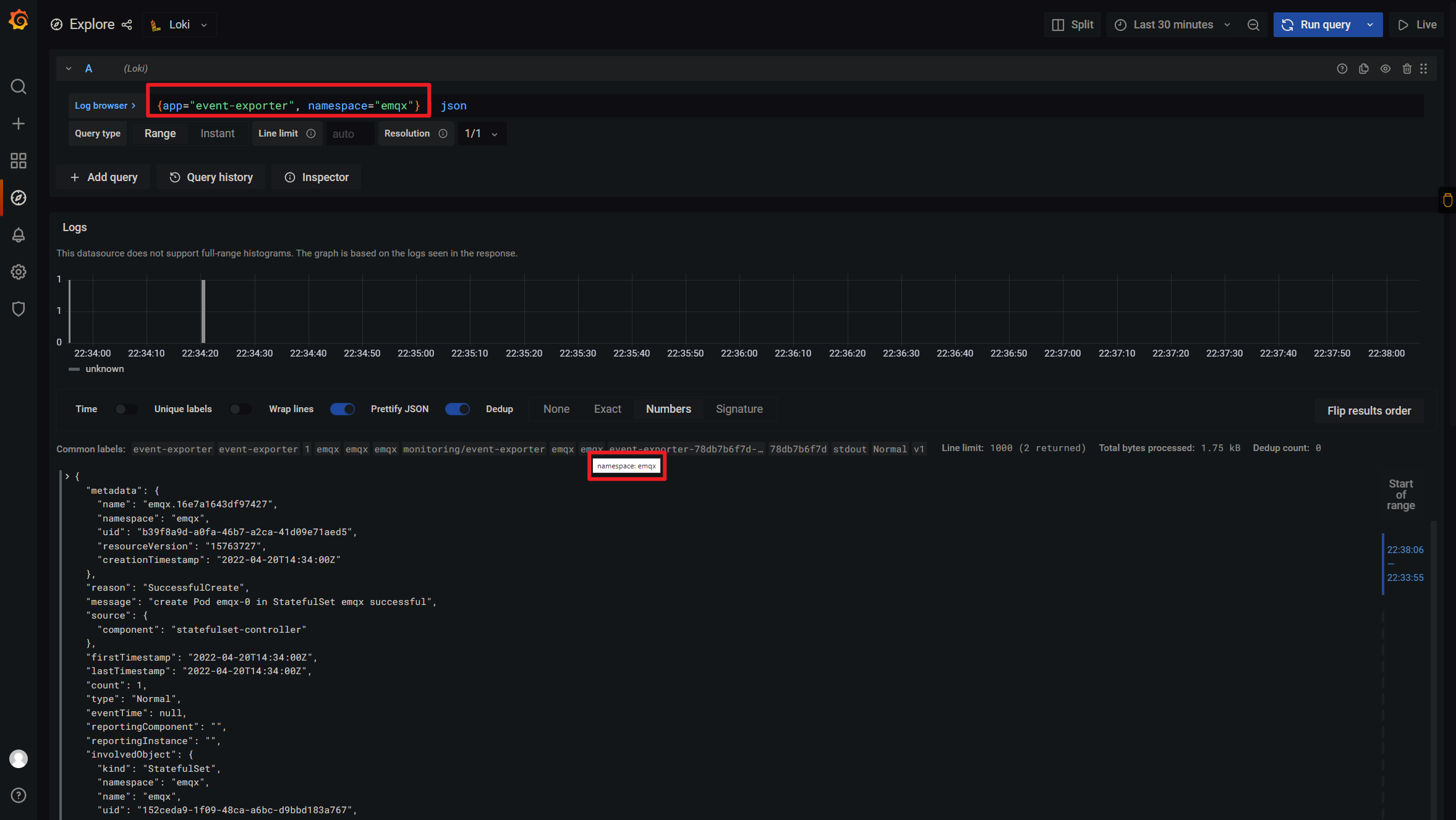 来自 emqx NameSpace 的 Events