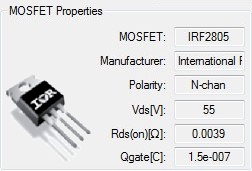 ▲ 图1.1.1 IRF2805 MOS 管的主要参数