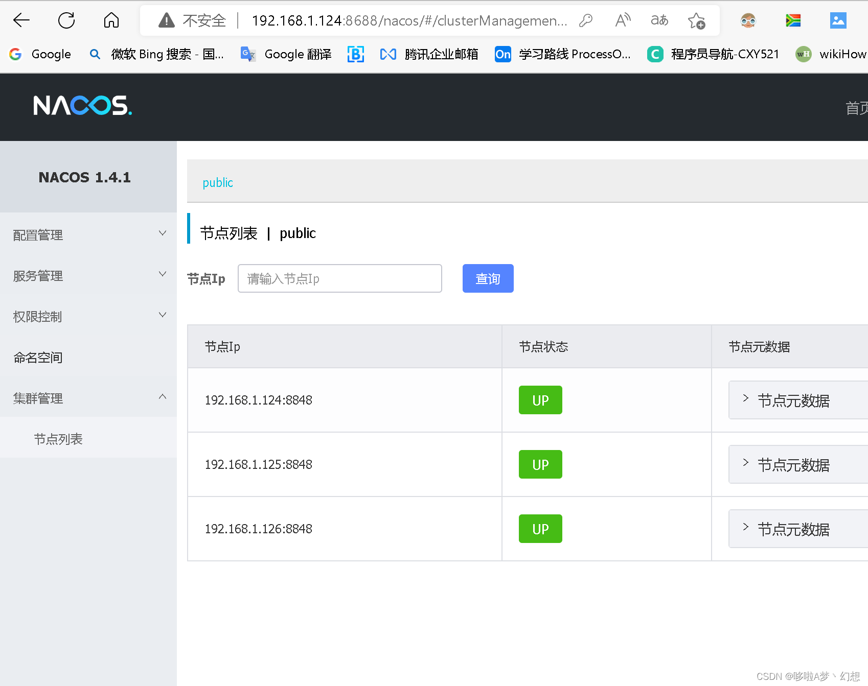 nginx + nacos集群启动成功