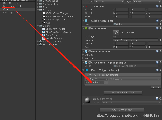 Unity3D-场景中3D物体添加点击事件