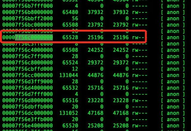 strace申请内容对应的pmap地址空间