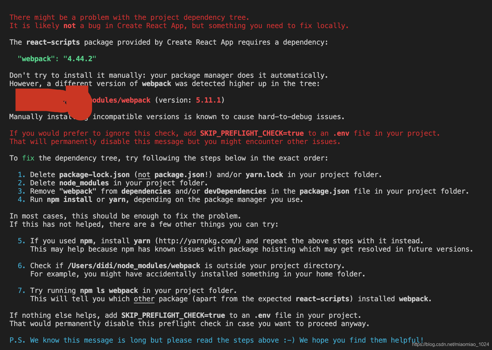 The react-scripts package provided by Create React App requires a ...