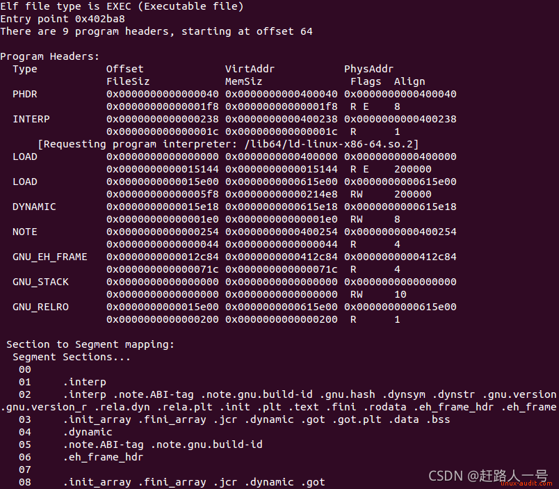 An overview of program headers in an ELF binary