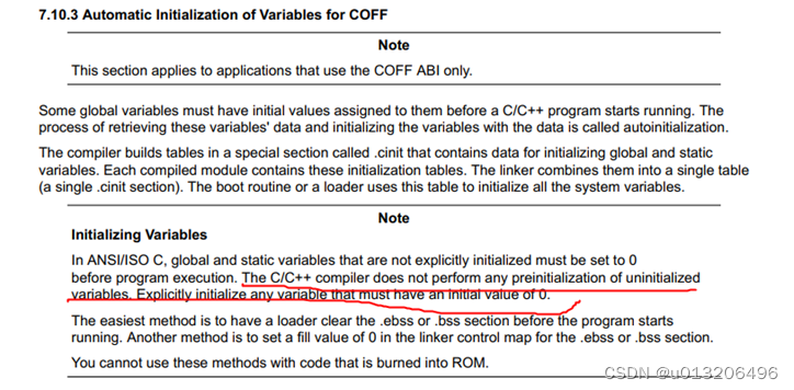 图8 Automatic Initalization of  Variable for COFF