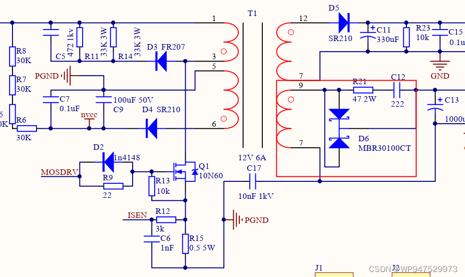 开关电源中使用双二极管并联器件“MBR30100CT”作用分析_mbr30100ct引脚图-CSDN博客