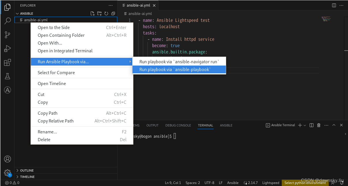 使用基于自动化生成式 AI 的 Ansible-Lightspeed 服务高效开发 Ansible Playbook（附视频）