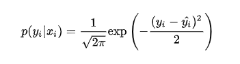 [External link image transfer failed, the source site may have anti-leech mechanism, it is recommended to save the image and upload it directly (img-StaI4wEY-1629389073447) (https://www.zhihu.com/equation?tex=p%28y_i%7Cx_i %29+%3D+%5Cfrac%7B1%7D%7B%5Csqrt%7B2%5Cpi%7D%7D%5Cmathbb%7Bexp%7D%5Cleft+%28-%5Cfrac%7B%28y_i-%5Chat%7By_i%7D%29% 5E2%7D%7B2%7D%5Cright+%29+%5C%5C)]