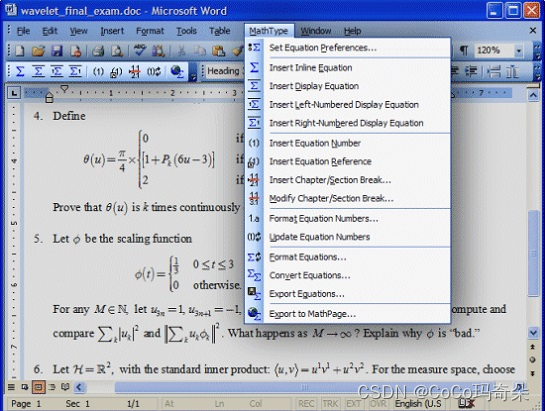 Word编辑页面
MathType在Word中的编辑页面示例