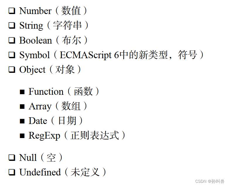 JavaScript测验——JavaScript支持的几种标准类型---第12关