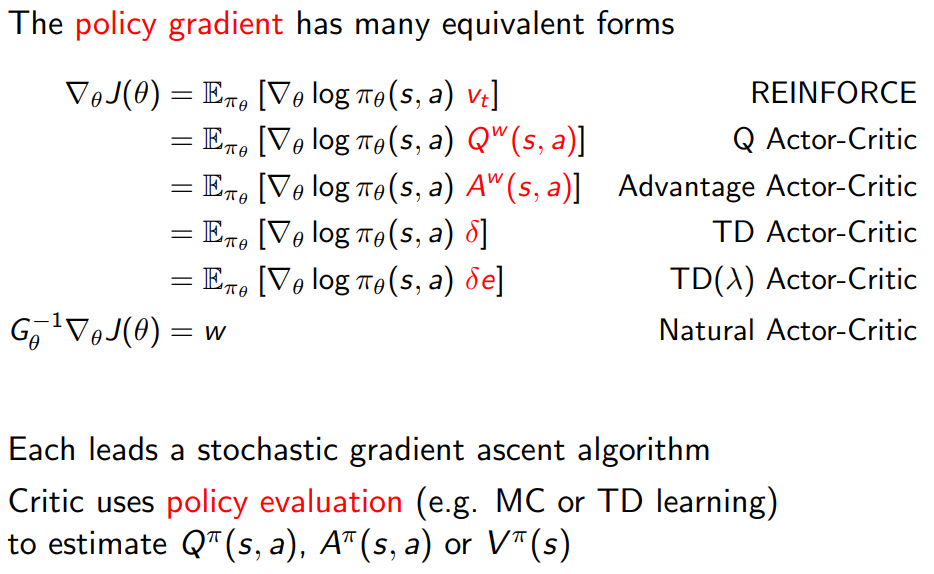 David Silver Lecture 7: Policy Gradient