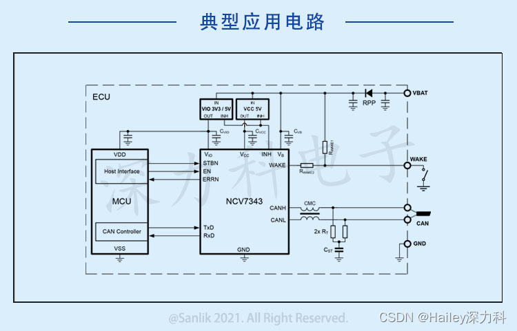 推荐一款高速CAN FD收发器NCV7343D20R2G 车规级 高达5Mbps数据速率