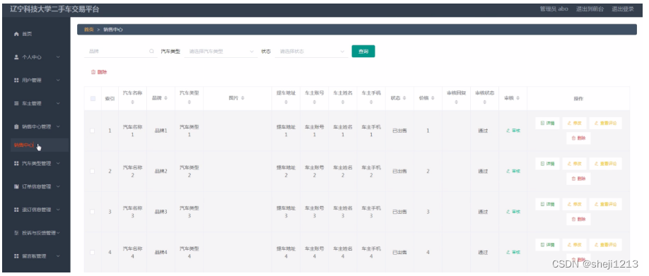 [附源码]Python计算机毕业设计SSM辽宁科技大学二手车交易平台（程序+LW)