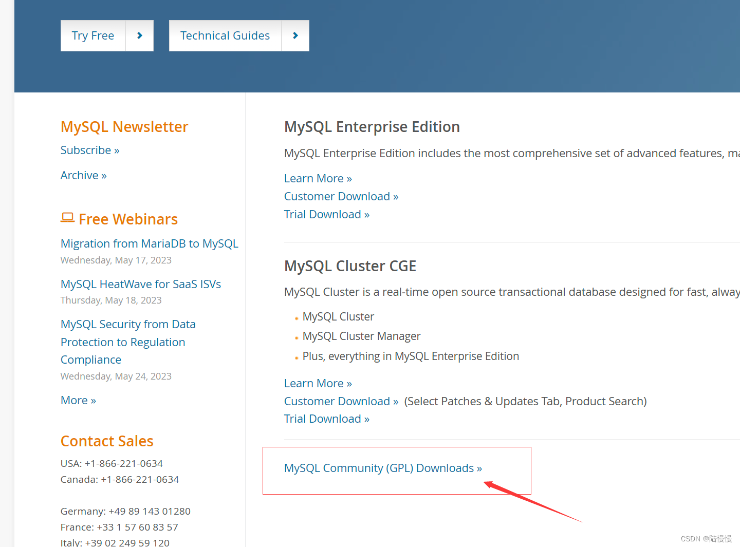 点击MySQL Community(GPL)Downloads