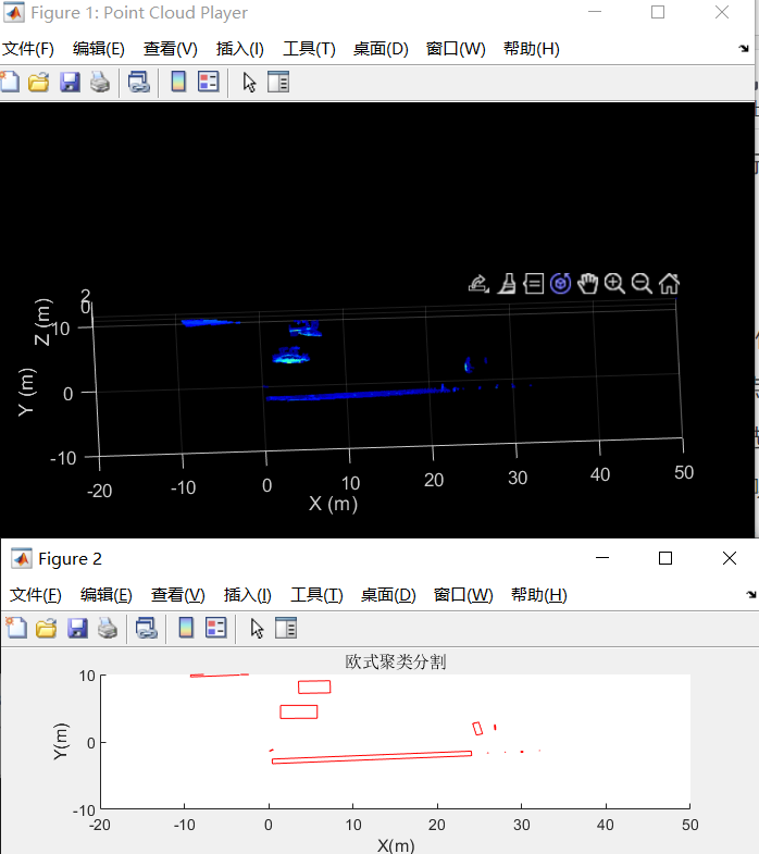 基于matlab点云工具箱对点云进行处理二：对点云进行欧式聚类，获得聚类后点云簇的外接矩形