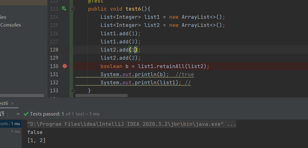 Java取交集方法retainAll()
