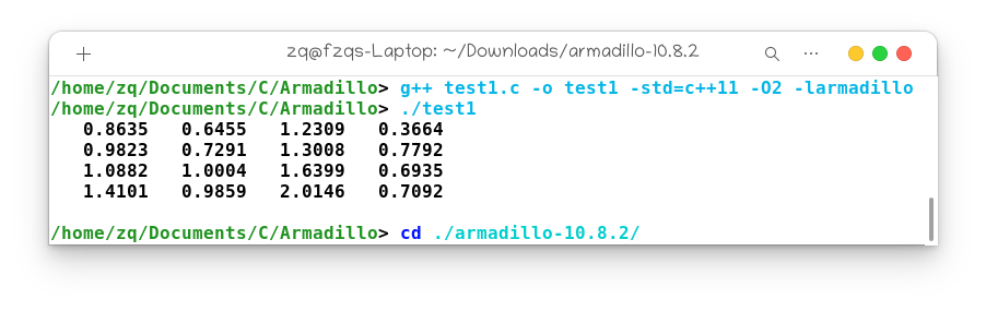 Ubuntu21.10下安装使用Armadillo库