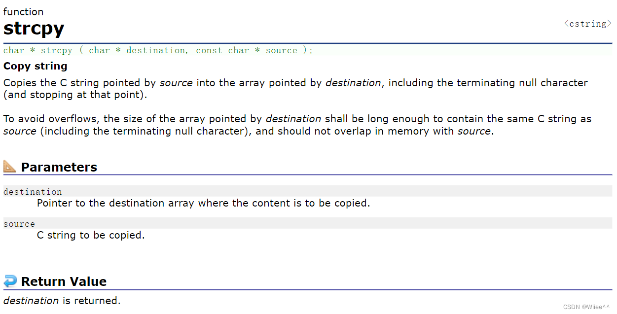 strcpy库函数文档学习在这里插入图片描述