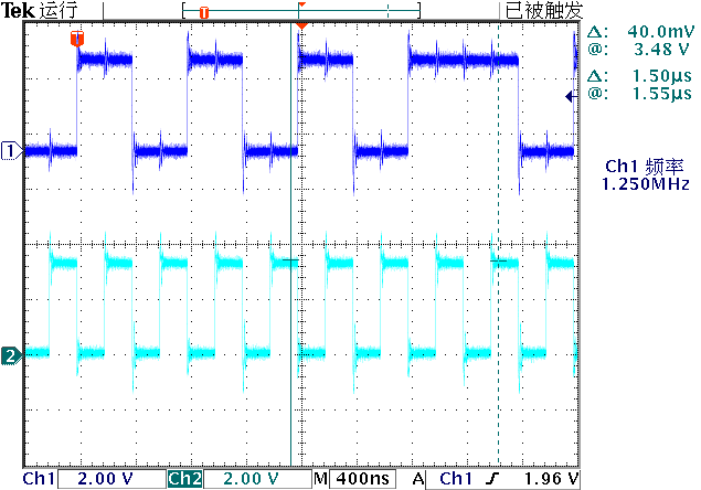 ▲ 图2.1.4 设置输出波特率为2.5MHz，可以产生所需要的0.4us的电平输出