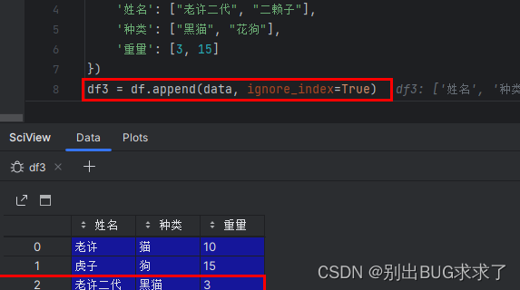 python的pandas中如何在dataframe中插入一行或一列数据？