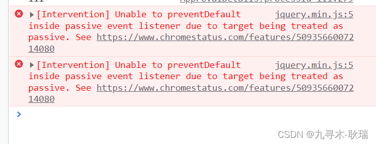 Intervention] Unable to preventDefault inside passive event listener due to target being treated as