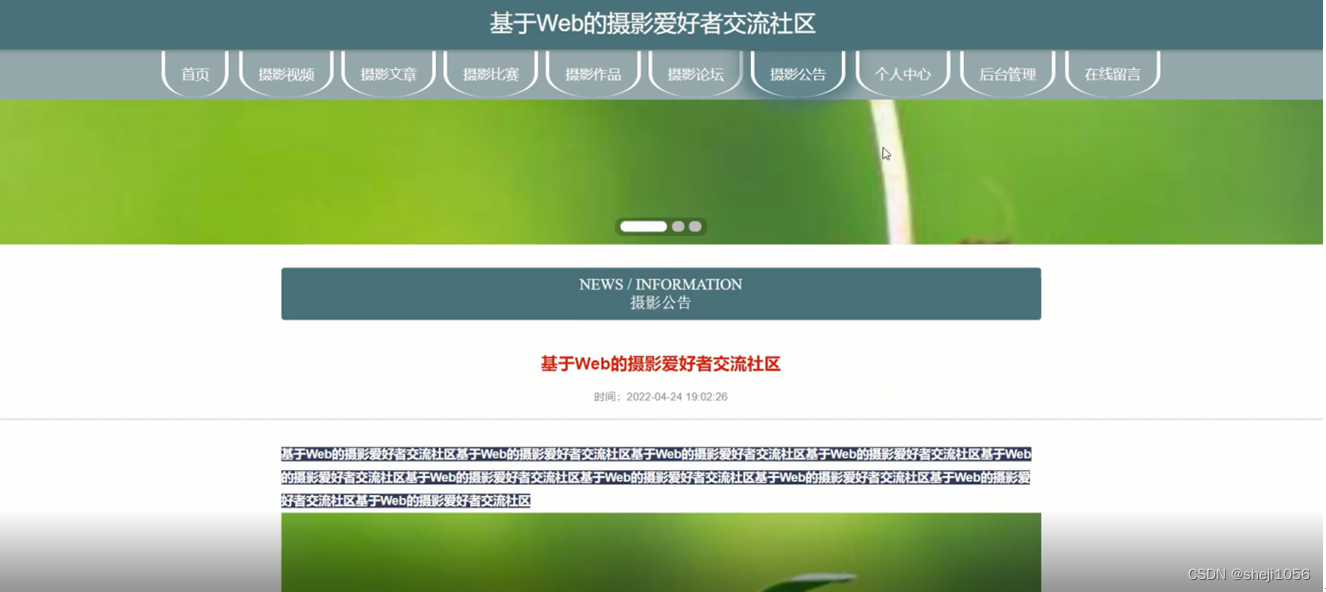 [附源码]Nodejs计算机毕业设计基于Web的摄影爱好者交流社区Express(程序+LW)