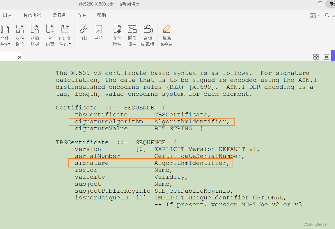 X509证书中的Signature Algorithm