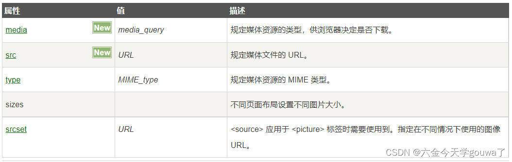 source标签的属性值描述