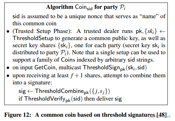 common coin based on threshold signatures
