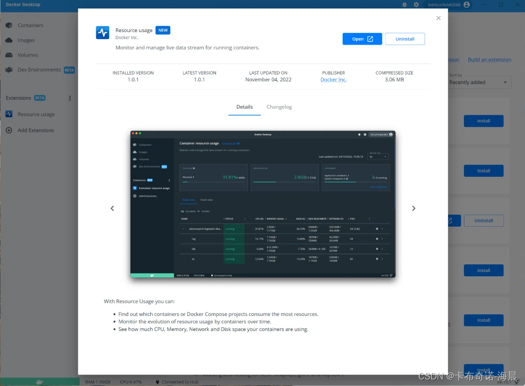 【云原生】监视Docker桌面的容器内存和CPU使用情况