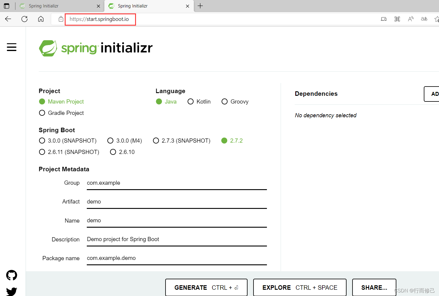 springboot报错:lnitialization failed for “https:... 新建spring boot文件时出现:Initialization failed for ‘https://start.spring.io ...