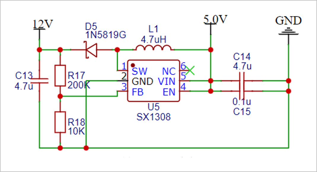 ▲ 图3.4.1 SX1308电路