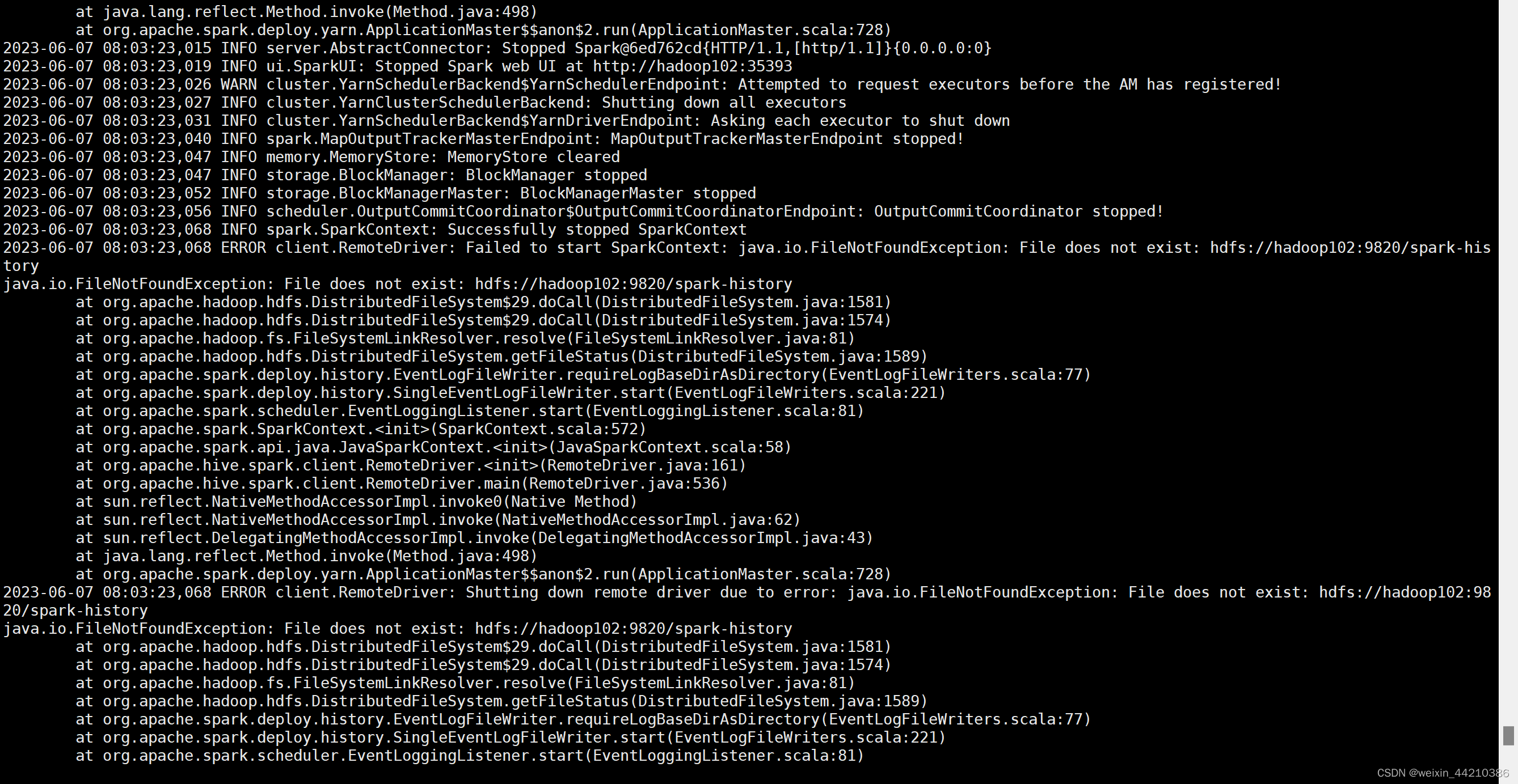 Hive on Spark RPC channel is closed_failed to monitor job[1] with