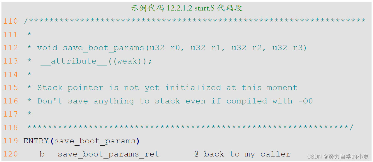 示例代码12.2.1.2 start.S代码段截图