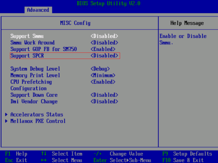 图 1-1 Support SPCR 参数位置