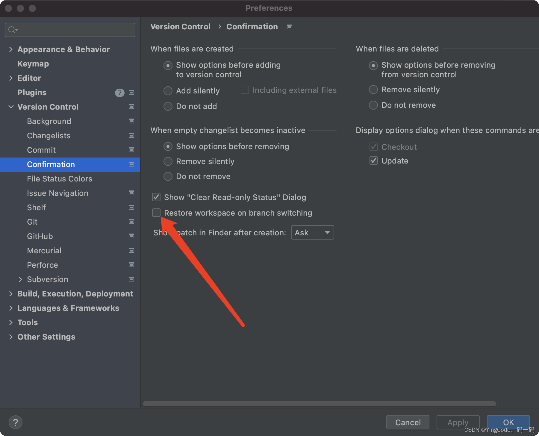 IDEA切换分支 工作空间变化问题设置
