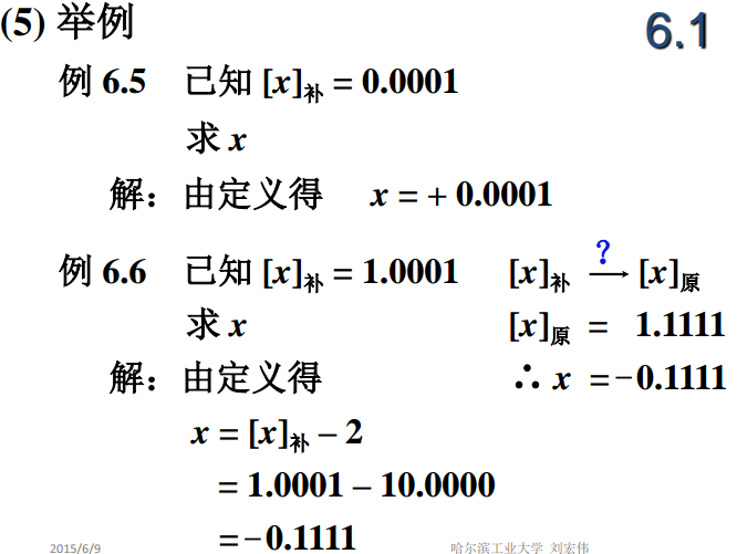 ch6_1计算机中运算方法