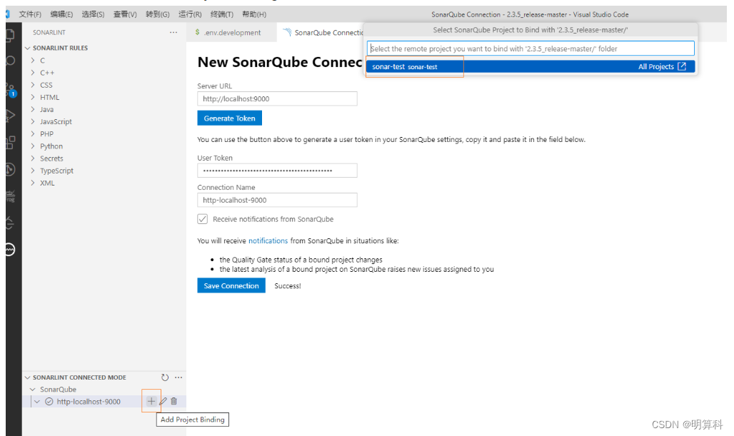 VSCode配置SonarLint/SonarLint连接SonarQube