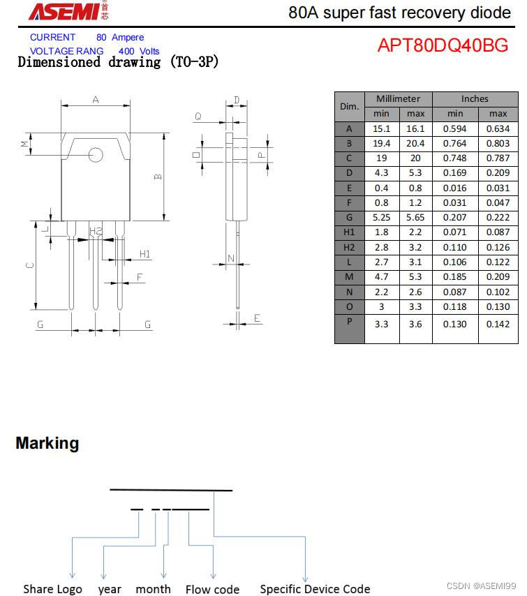 APT80DQ40BG-ASEMI快恢复二极管APT80DQ40BG